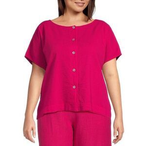 BNWT Bryn Walker Hot Pink Seersucker Bessie Shirt & Saba Pant Set Sz 3X